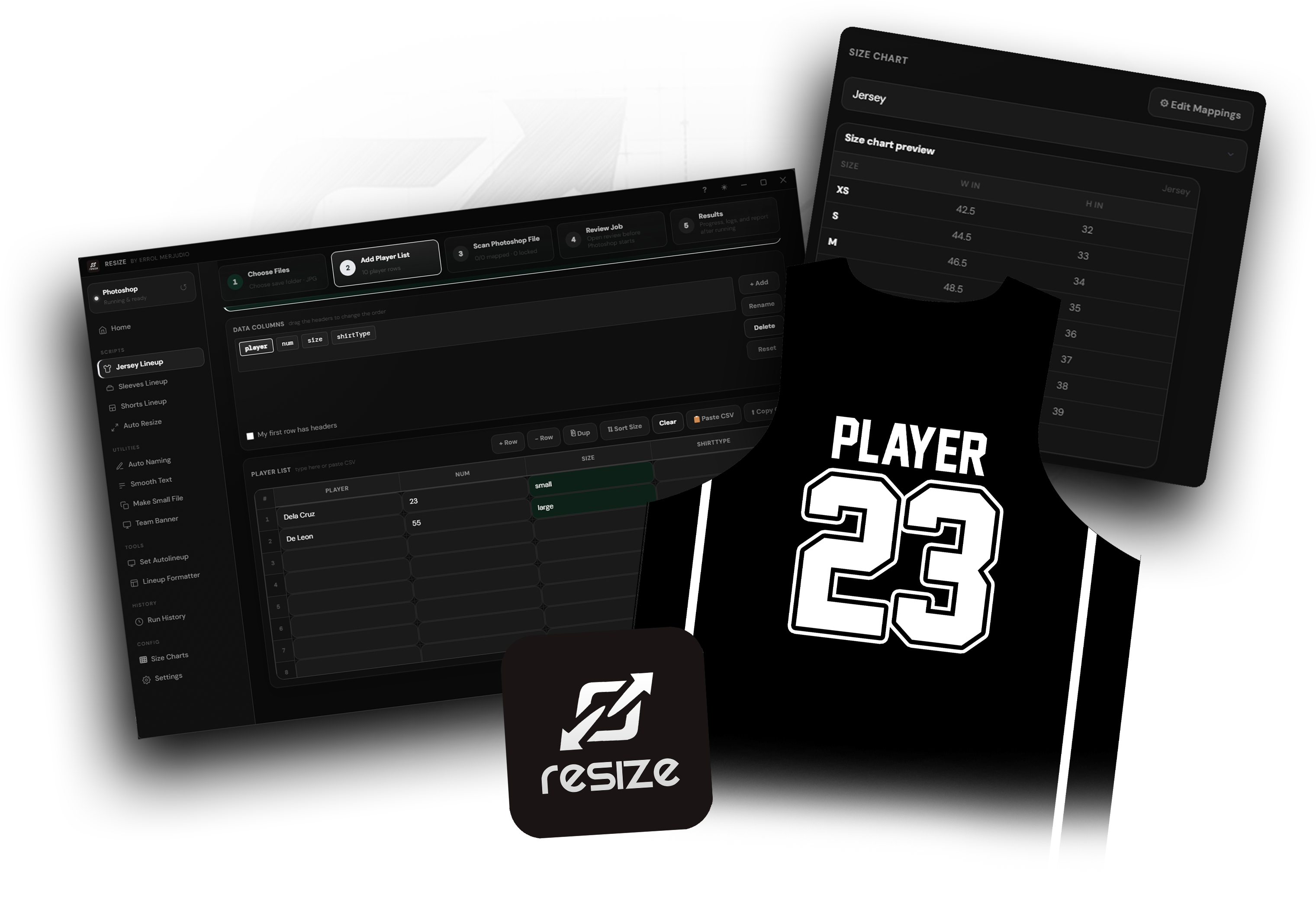 resize app showing jersey automation